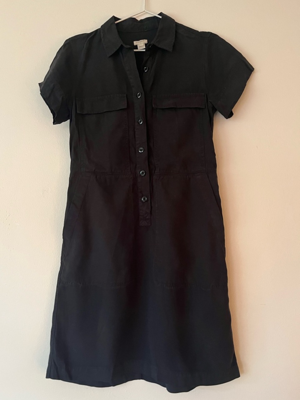J. Crew Short Black Button-Front Shirt Dress. Size 4